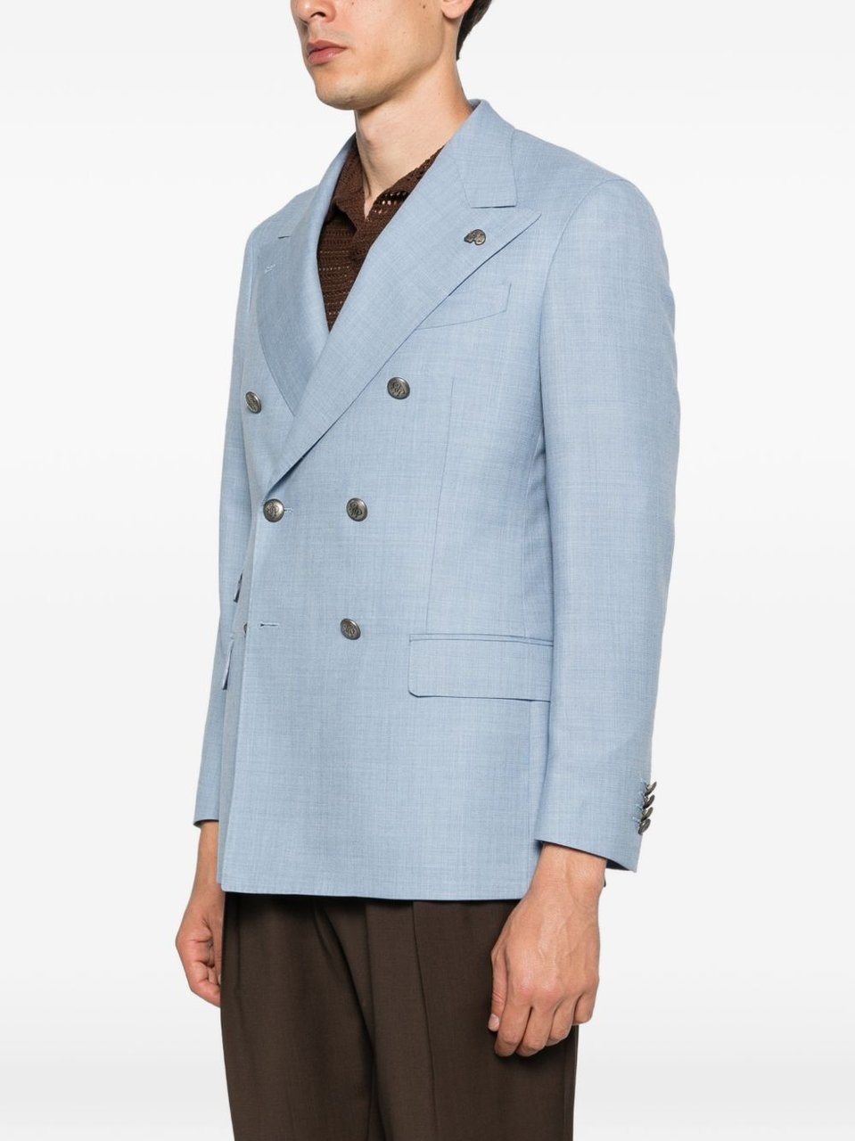 Gabriele Pasini Tailored Double-Breasted Metallic Blazer Blauw