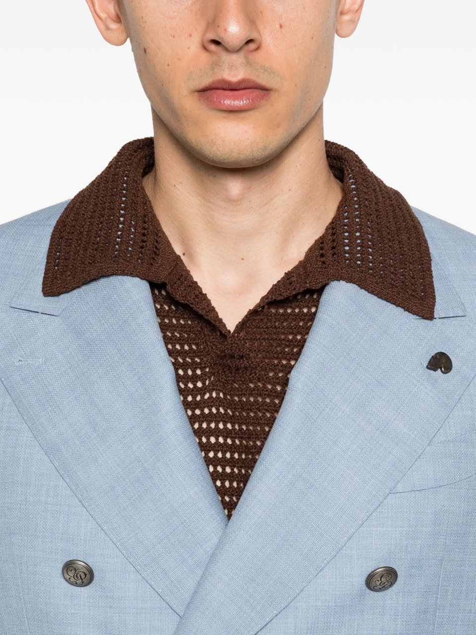 Gabriele Pasini Tailored Double-Breasted Metallic Blazer Blauw