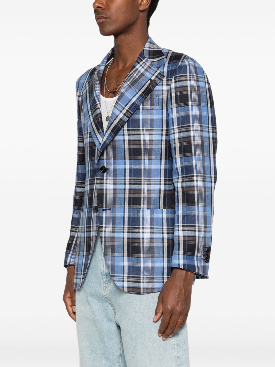Gabriele Pasini Tailored Checked Notch Lapels Blazer Blauw