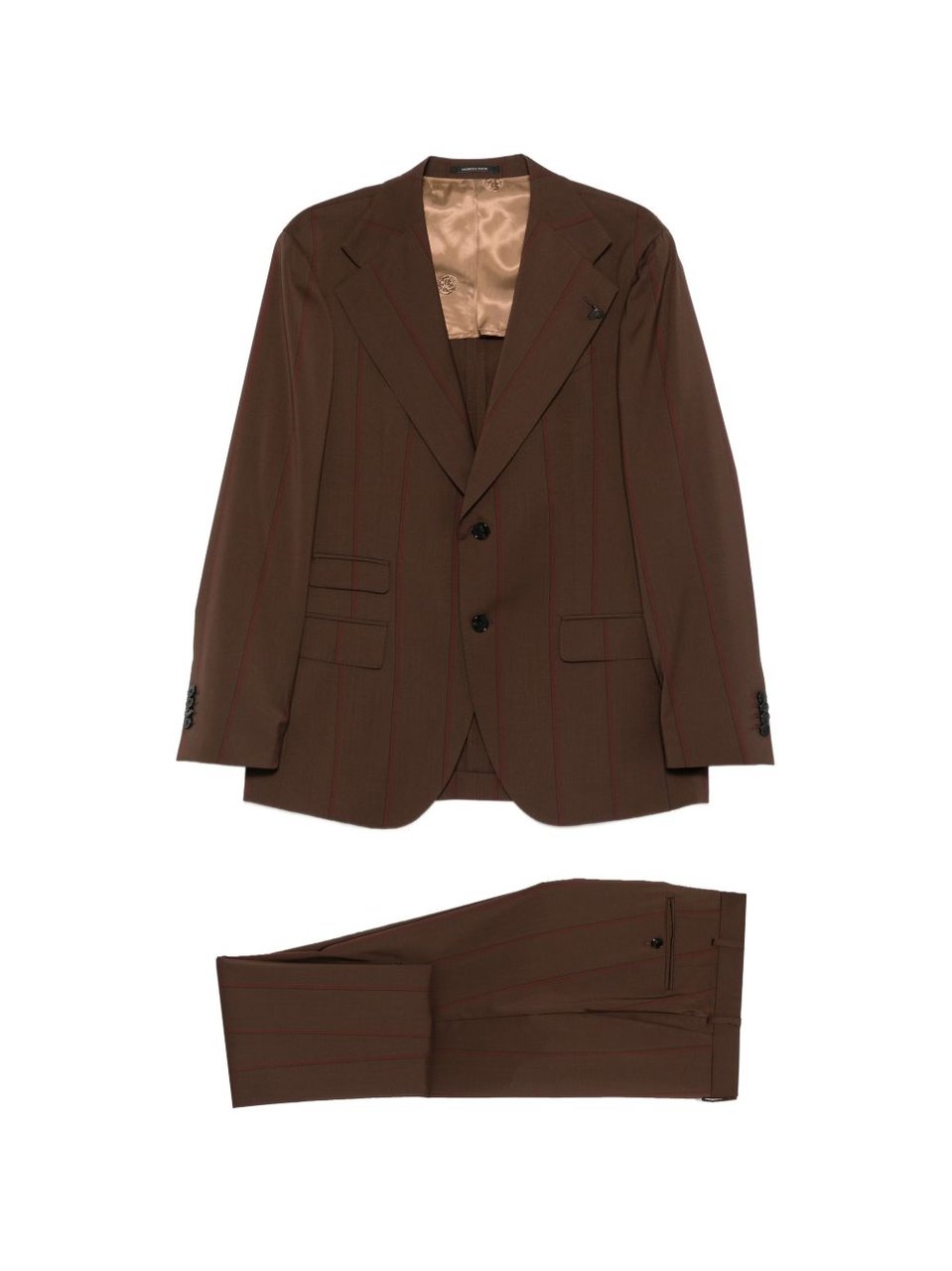 Gabriele Pasini Tailored Brown Pinstripe Suit Zwart