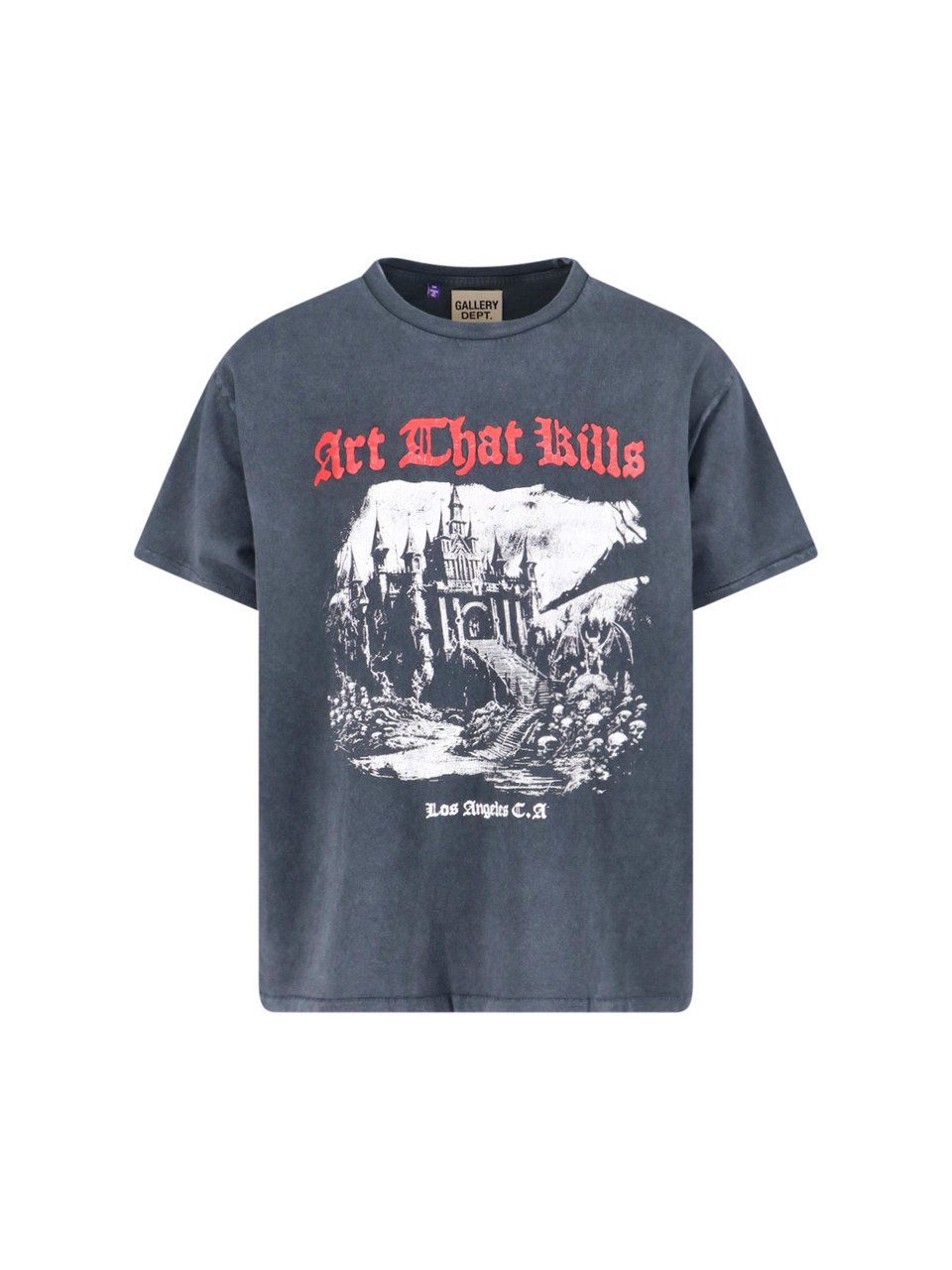 GALLERY DEPT Worn Black Graphic T-Shirt Grijs