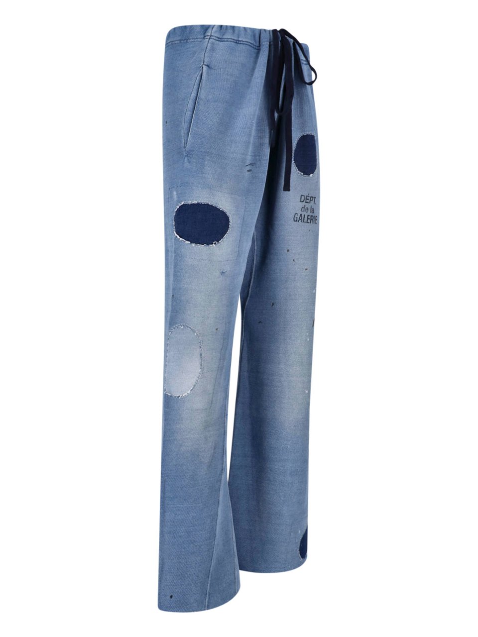 GALLERY DEPT Relaxed Wide-Leg Trousers With Distressed Detailing And Patchwork Accents Blauw