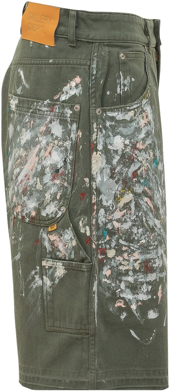 GALLERY DEPT Short Platoon Painter con Stampa Effetto Schizzi Donkergroen