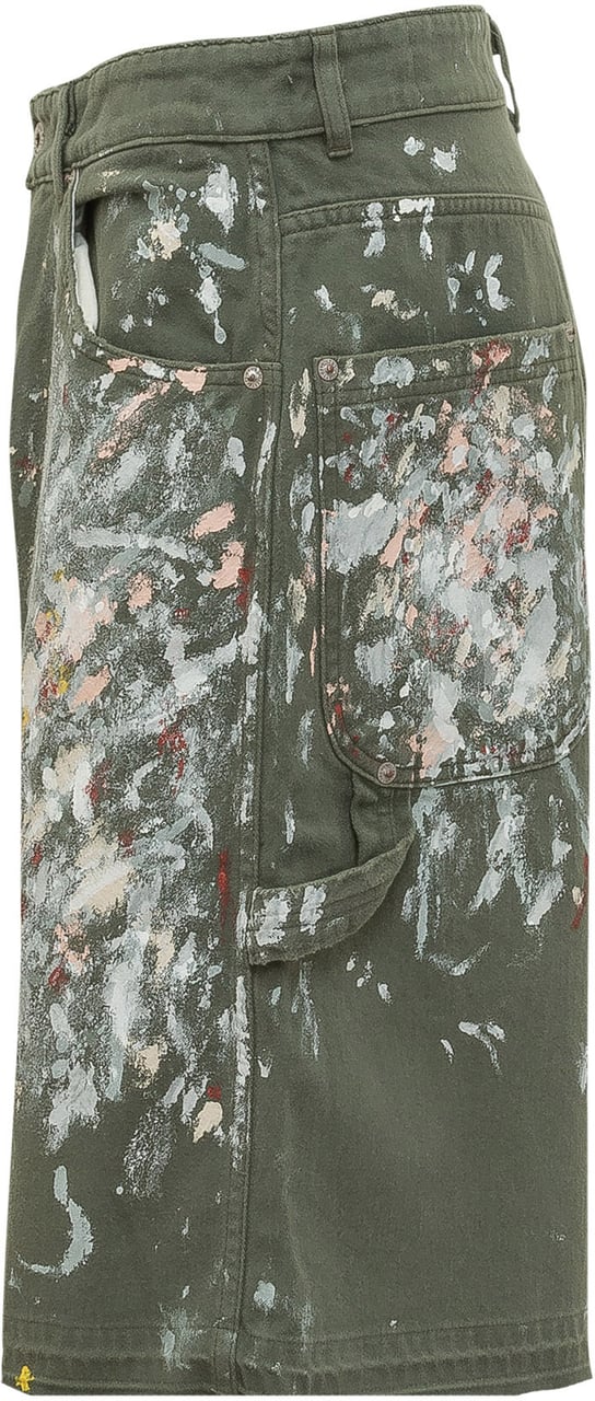 GALLERY DEPT Short Platoon Painter con Stampa Effetto Schizzi Donkergroen