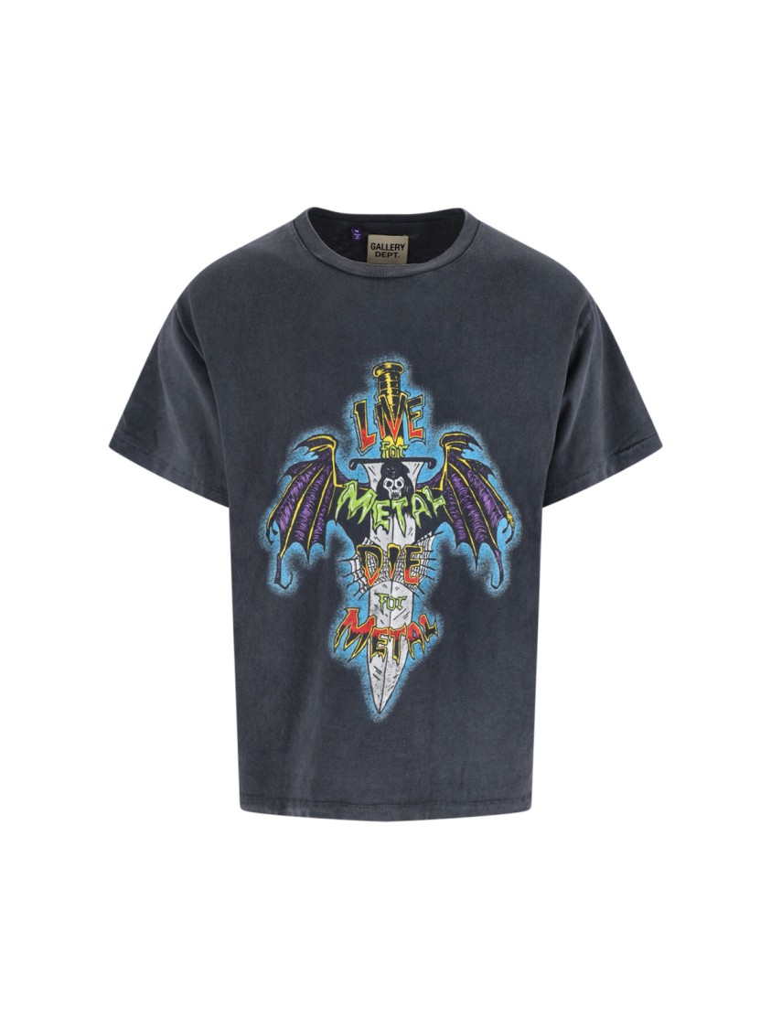 GALLERY DEPT Classic Black T-Shirt With Round Neckline And Short Sleeves Zwart