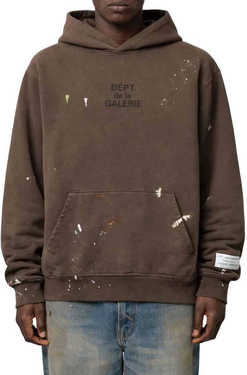 GALLERY DEPT FRENCH LOGO PAINTED HOODIE SEPIA Bruin