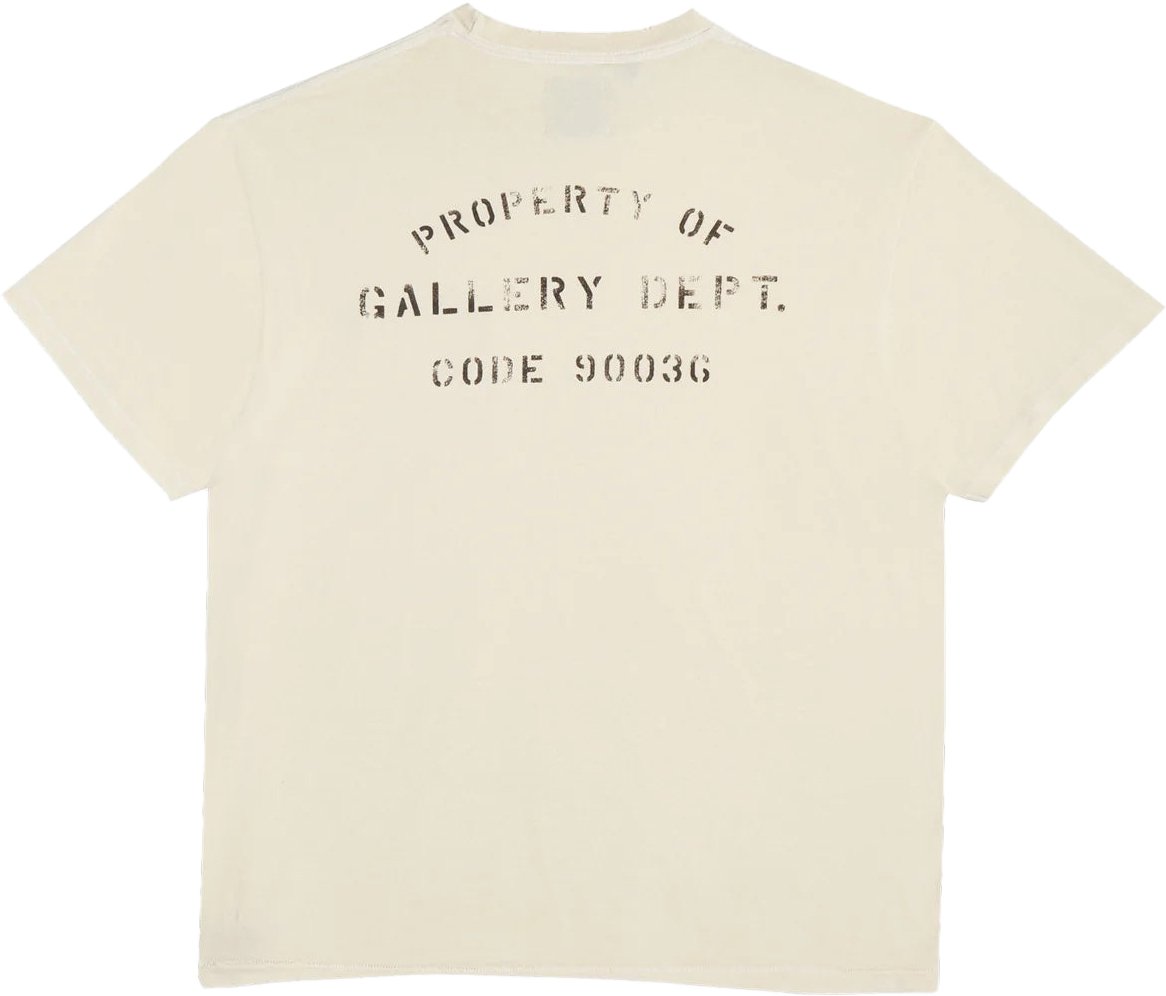 GALLERY DEPT Gallery Dept. Property of Stencil T-shirt 'Antique White' Wit