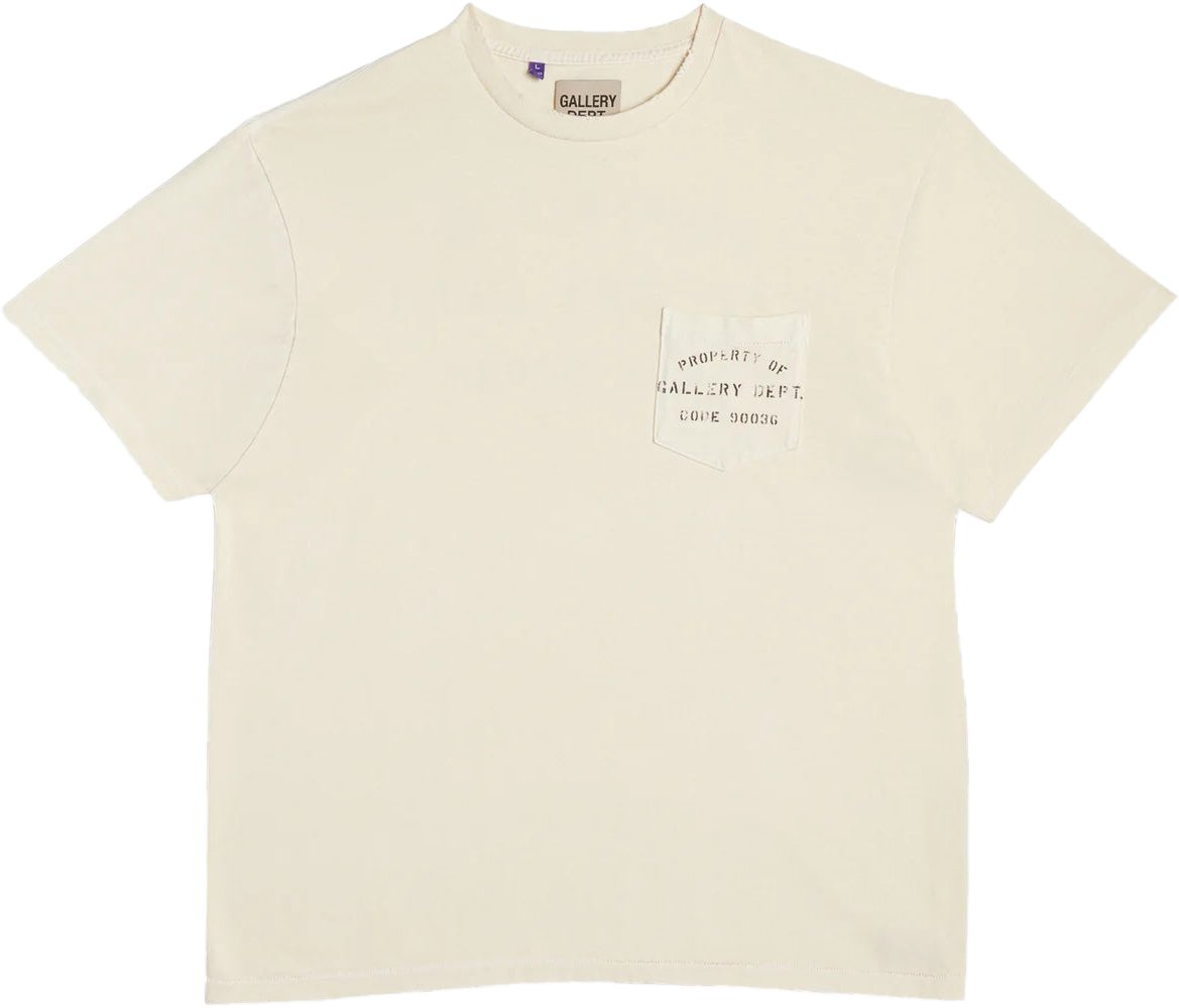 GALLERY DEPT Gallery Dept. Property of Stencil T-shirt 'Antique White' Wit