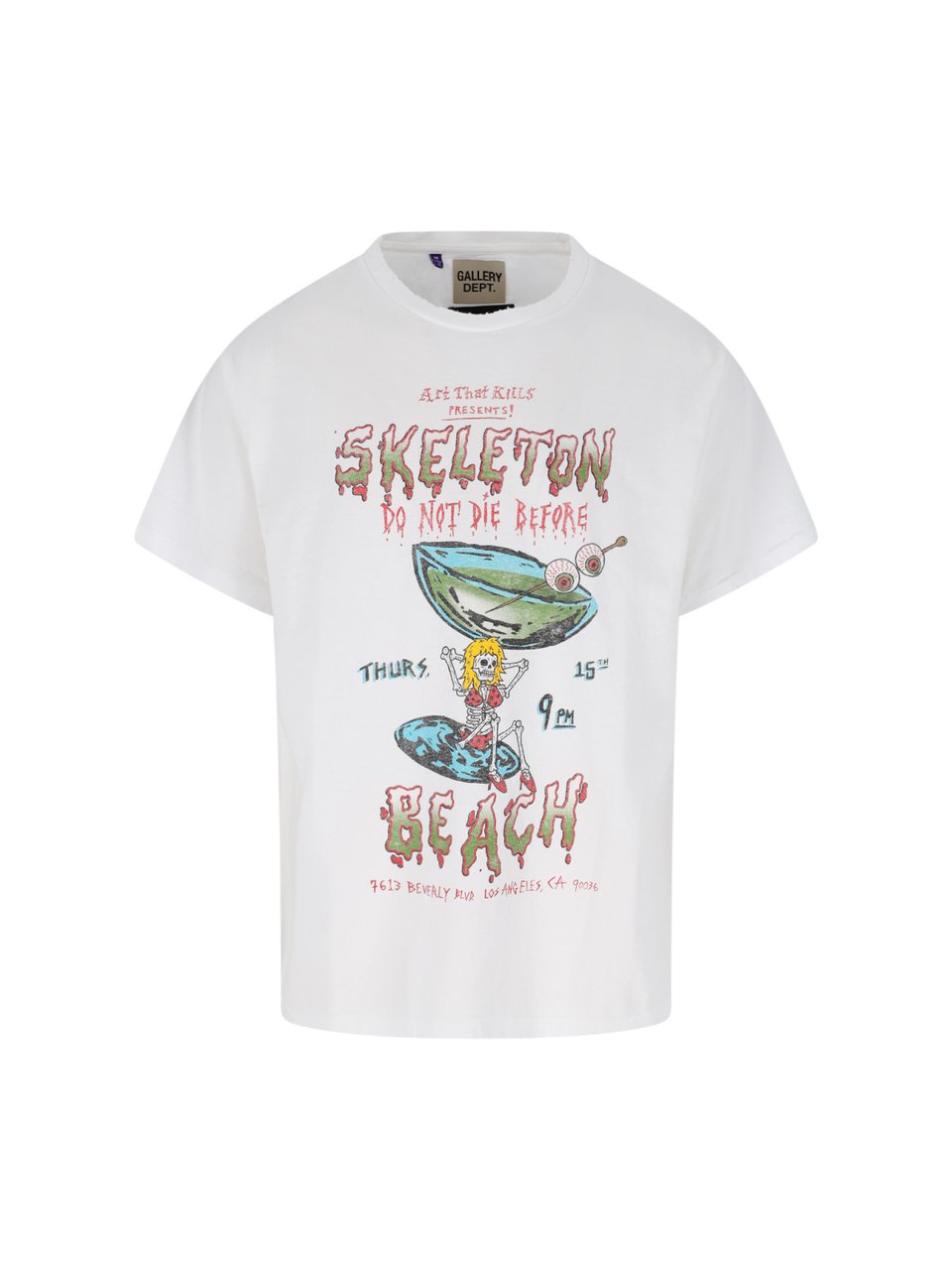 GALLERY DEPT White Skeleton Beach Graphic T-Shirt Wit