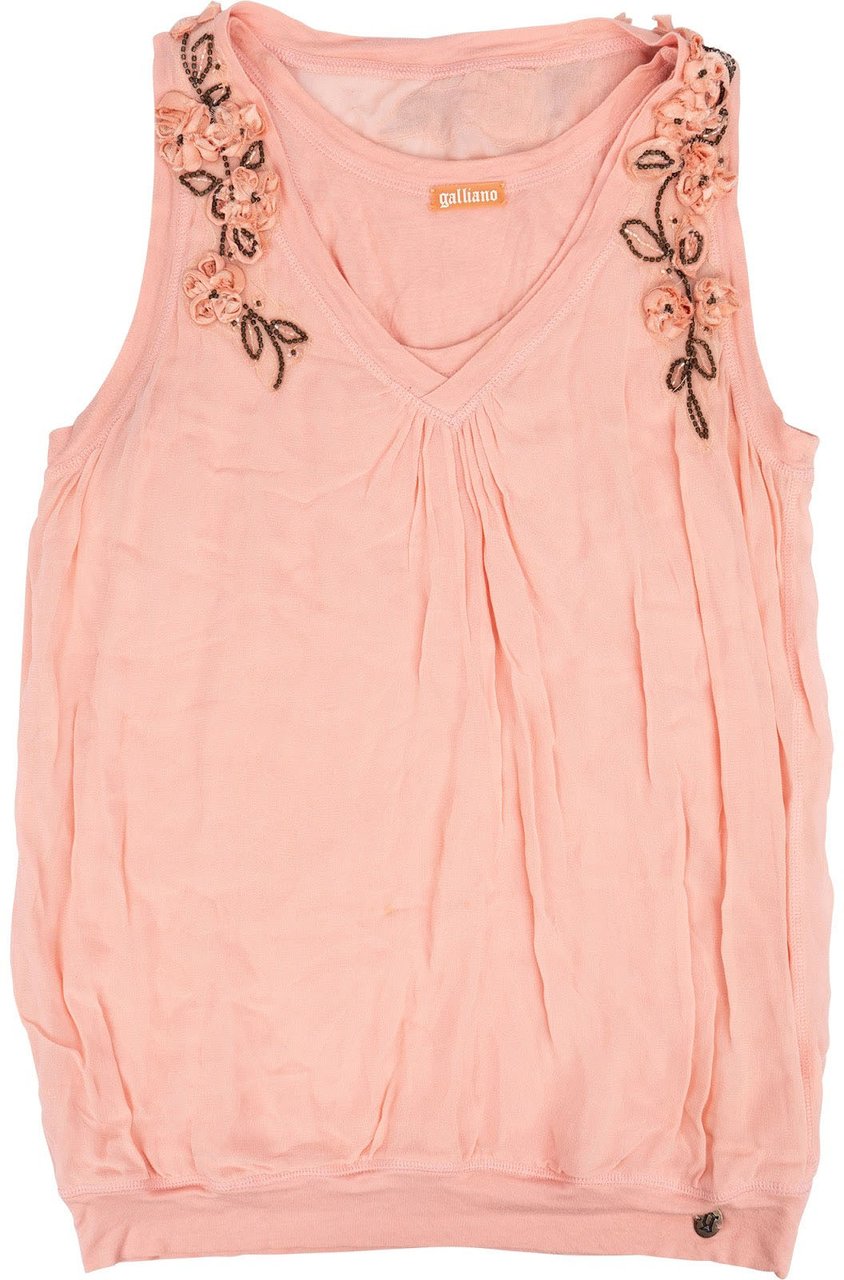 Galliano Pink Floral Embellished 2 in 1 Top (M) Rood