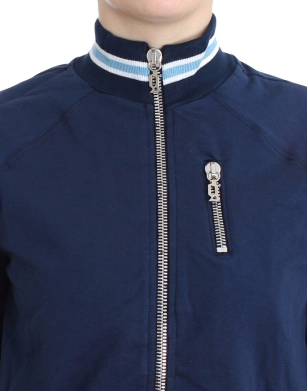Galliano John Galliano Blue zip cotton cardigan Blauw