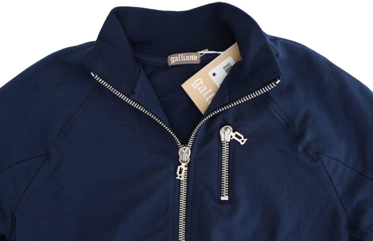 Galliano John Galliano Blue zip cotton cardigan Blauw