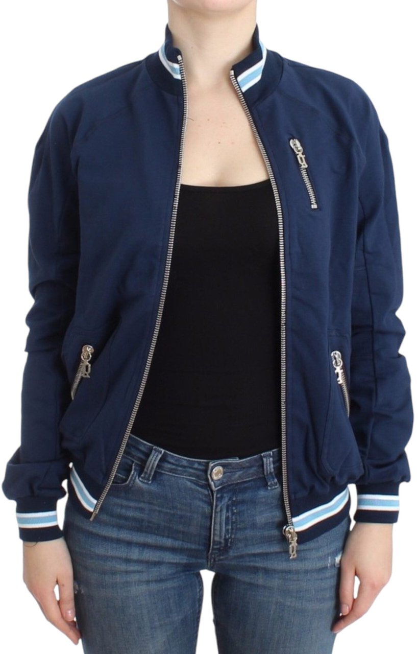 Galliano John Galliano Blue zip cotton cardigan Blauw