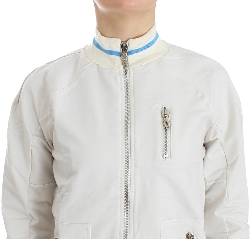 Galliano John Galliano White Mock Zip Cardigan Sweatshirt Sweater Wit