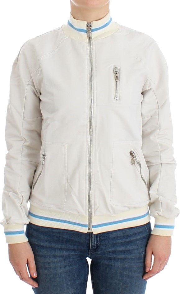 Galliano John Galliano White Mock Zip Cardigan Sweatshirt Sweater Wit