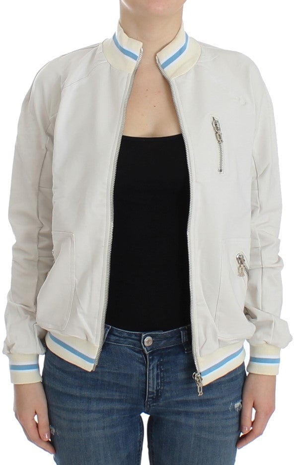Galliano John Galliano White Mock Zip Cardigan Sweatshirt Sweater Wit