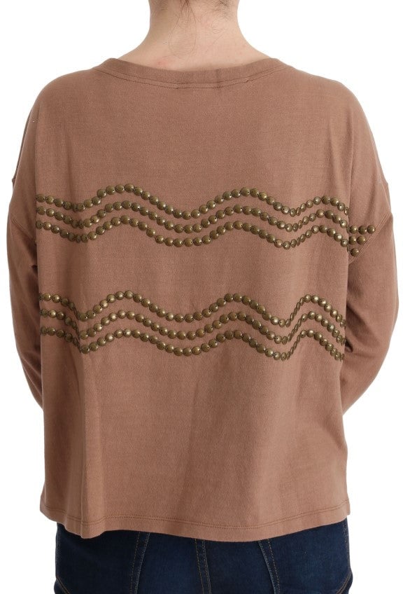 Galliano John Galliano Brown Cotton Studded Sweater Zwart