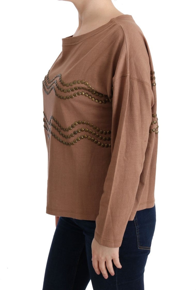 Galliano John Galliano Brown Cotton Studded Sweater Zwart