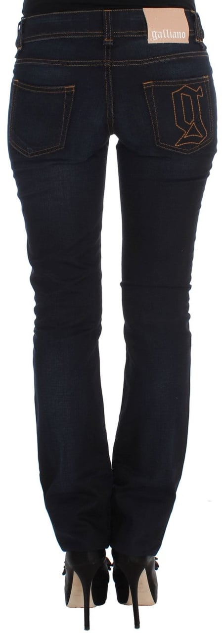 Galliano John Galliano Blue Wash Cotton Slim Fit Jeans Blauw