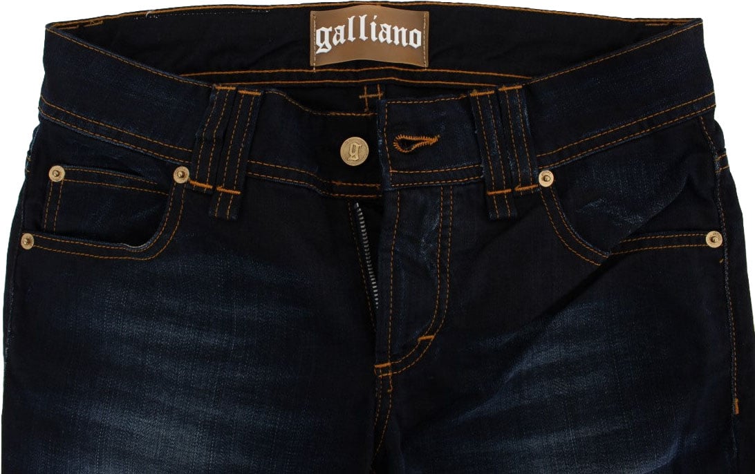 Galliano John Galliano Blue Wash Cotton Slim Fit Jeans Blauw