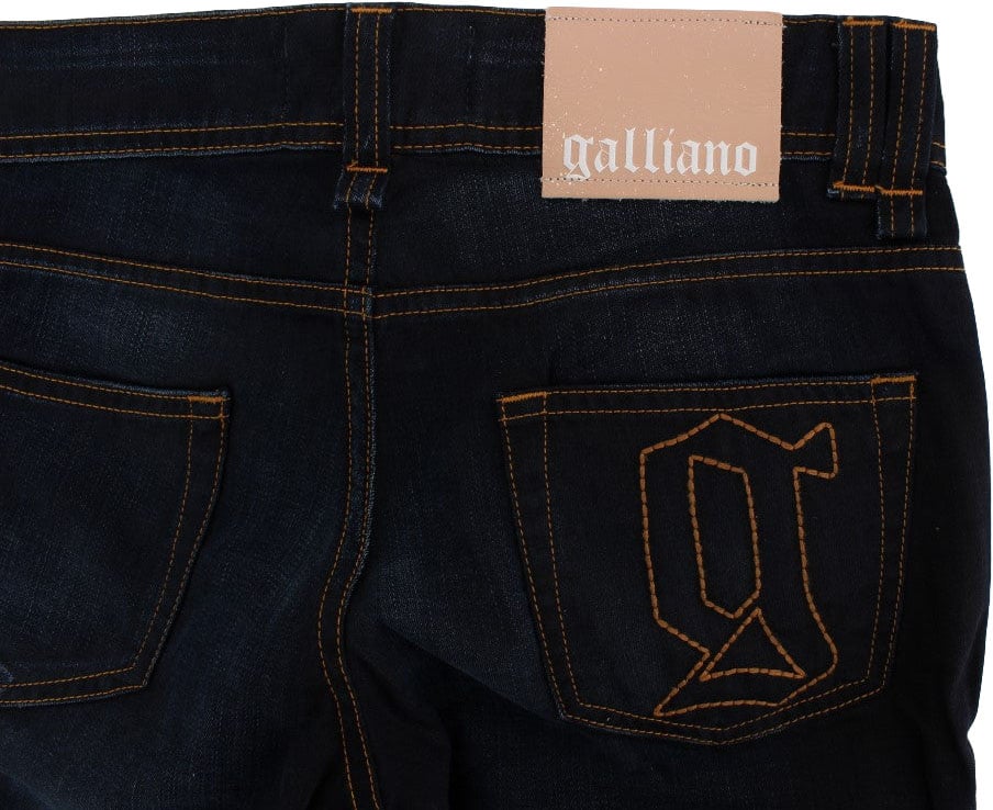 Galliano John Galliano Blue Wash Cotton Slim Fit Jeans Blauw