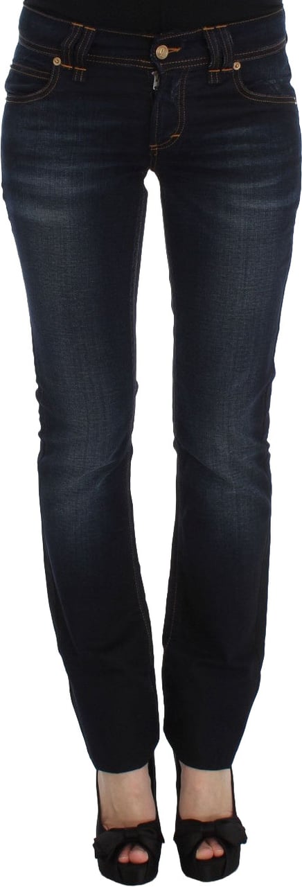 Galliano John Galliano Blue Wash Cotton Slim Fit Jeans Blauw
