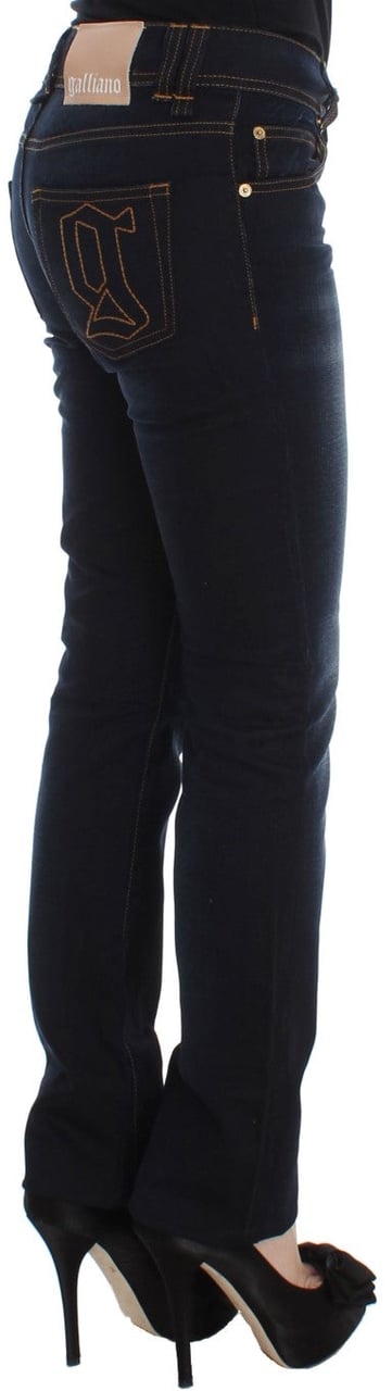 Galliano John Galliano Blue Wash Cotton Slim Fit Jeans Blauw