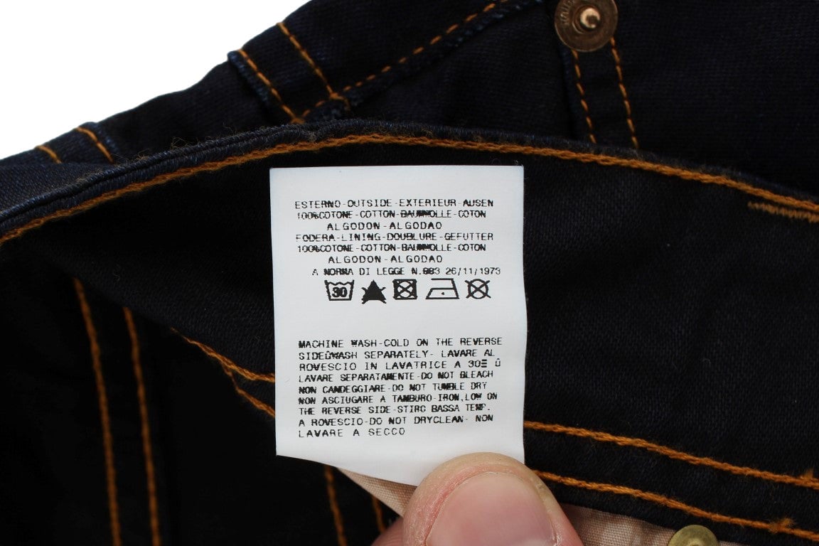 Galliano John Galliano Blue Wash Cotton Slim Fit Jeans Blauw