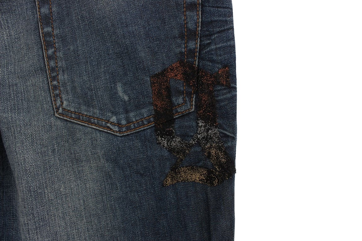 Galliano John Galliano Blue Wash Cotton Blend Slim Fit Jeans Blauw