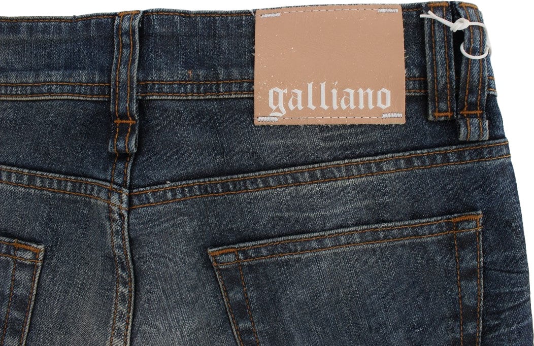 Galliano John Galliano Blue Wash Cotton Blend Slim Fit Jeans Blauw