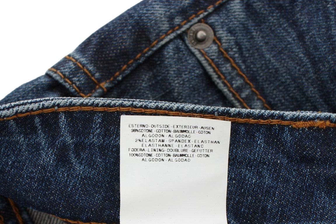 Galliano John Galliano Blue Wash Cotton Blend Slim Fit Jeans Blauw