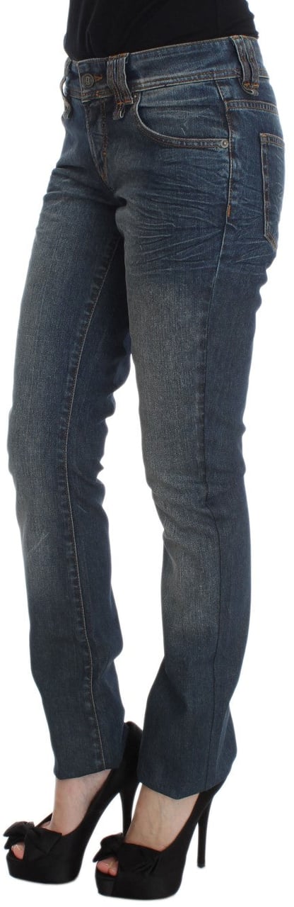 Galliano John Galliano Blue Wash Cotton Blend Slim Fit Jeans Blauw