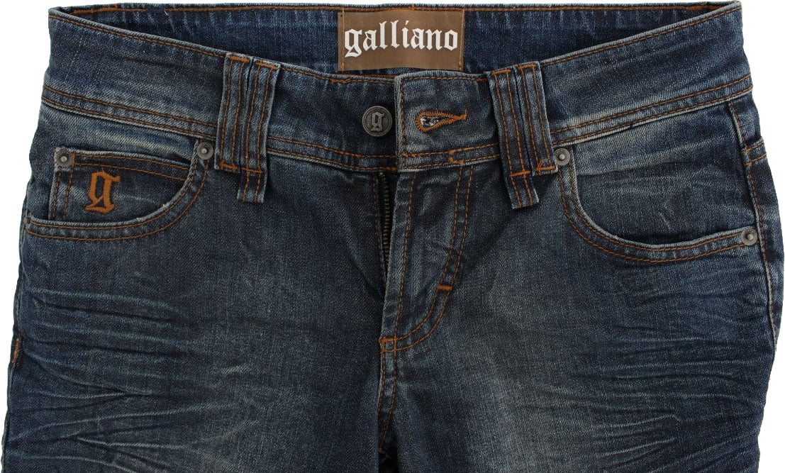 Galliano John Galliano Blue Wash Cotton Blend Slim Fit Jeans Blauw