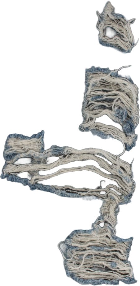 Galliano John Galliano Blue Wash Cotton Boyfriend Fit Cropped Jeans Blauw