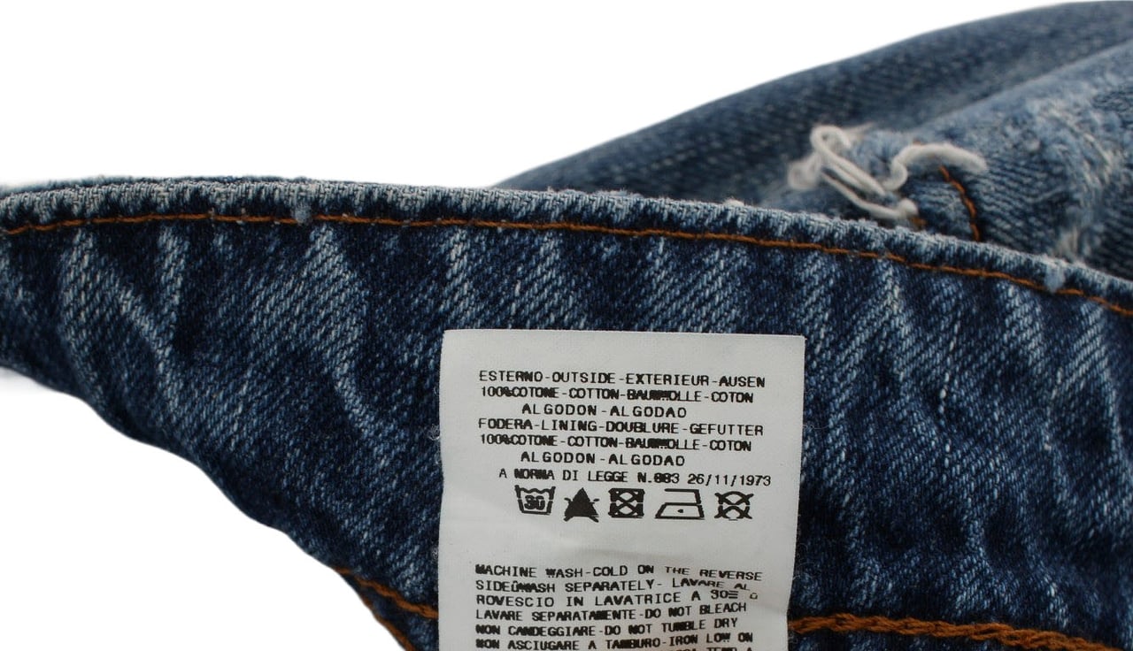 Galliano John Galliano Blue Wash Cotton Boyfriend Fit Cropped Jeans Blauw