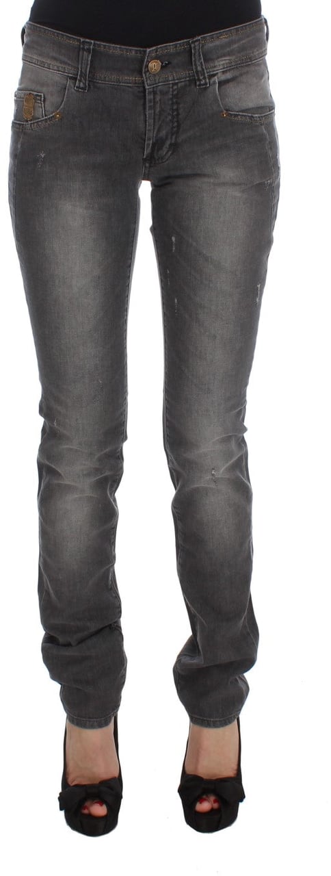 Galliano John Galliano Gray Wash Cotton Blend Slim Fit Stretch Jeans Grijs