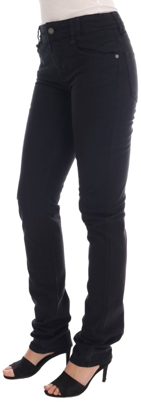 Galliano John Galliano Black Cotton Denim Stretch Regular Fit Jeans Zwart