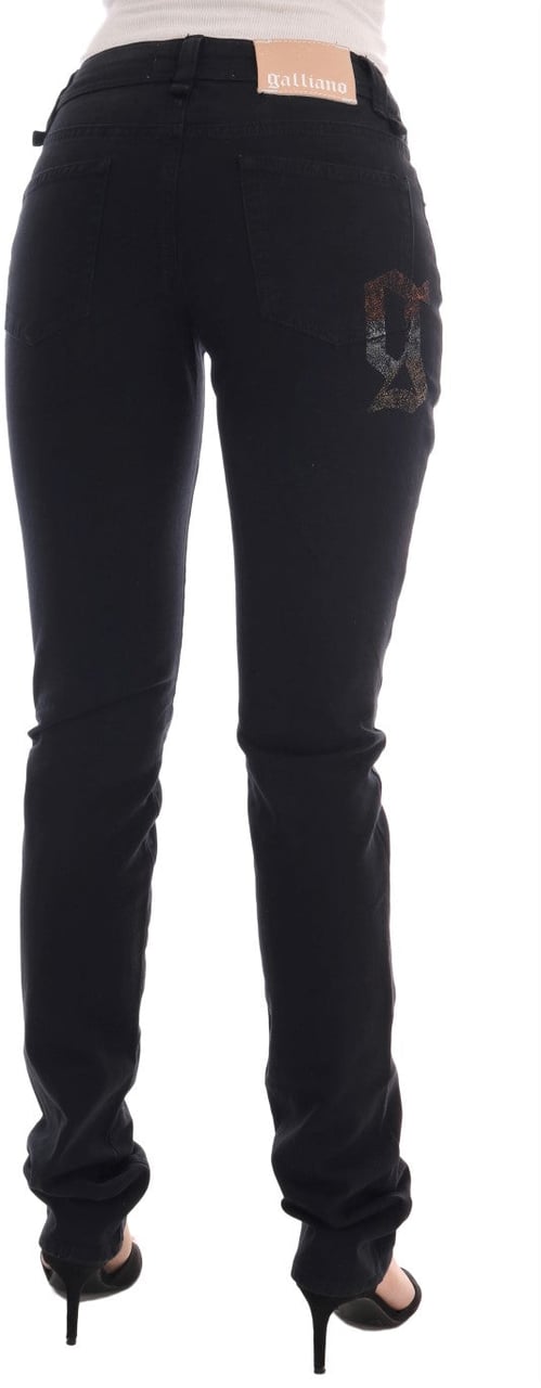 Galliano John Galliano Black Cotton Denim Stretch Regular Fit Jeans Zwart