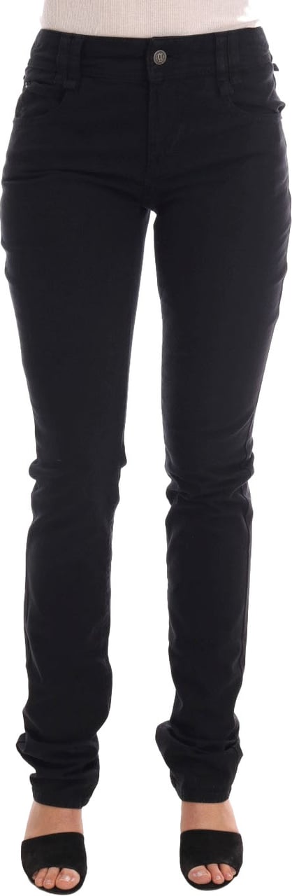 Galliano John Galliano Black Cotton Denim Stretch Regular Fit Jeans Zwart