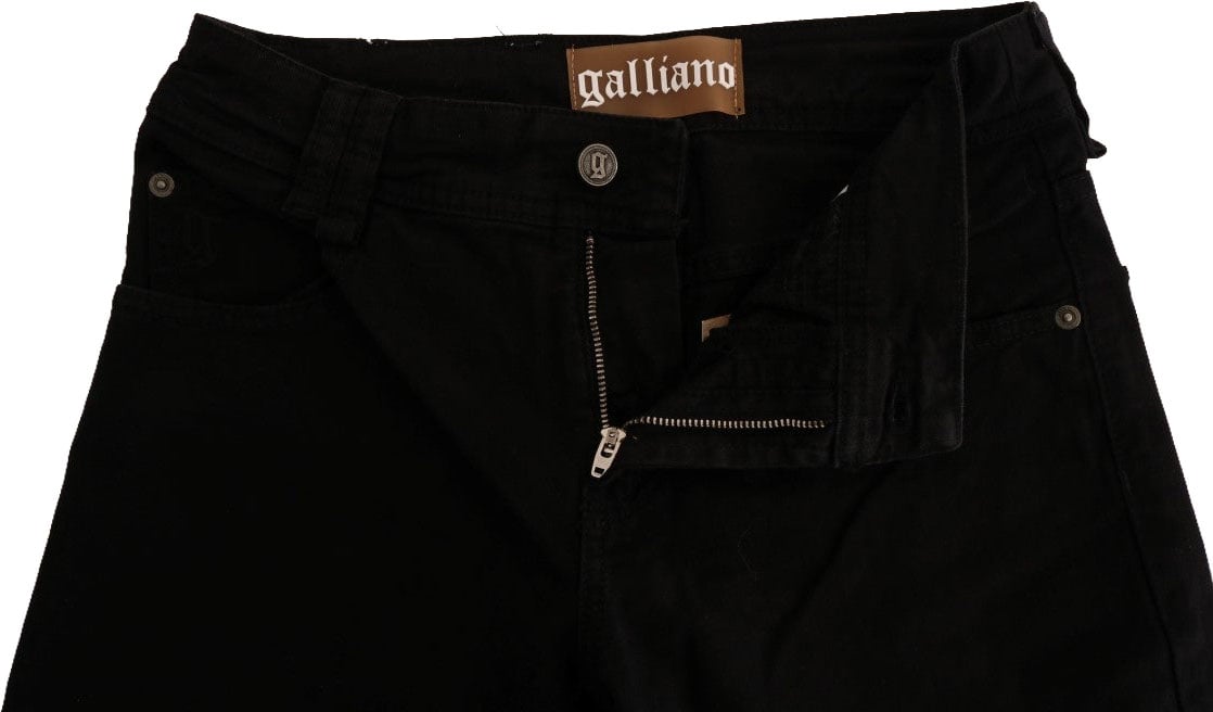 Galliano John Galliano Black Cotton Denim Stretch Regular Fit Jeans Zwart