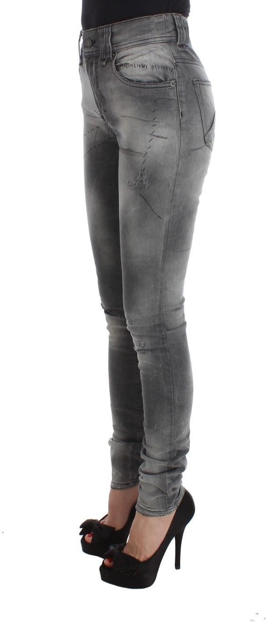 Galliano John Galliano Gray Wash Cotton Blend Slim Fit Denim Jeans Pants Grijs