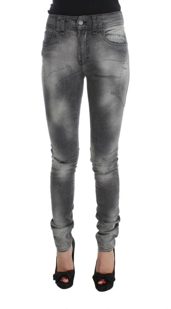 Galliano John Galliano Gray Wash Cotton Blend Slim Fit Denim Jeans Pants Grijs
