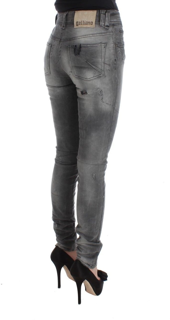 Galliano John Galliano Gray Wash Cotton Blend Slim Fit Denim Jeans Pants Grijs