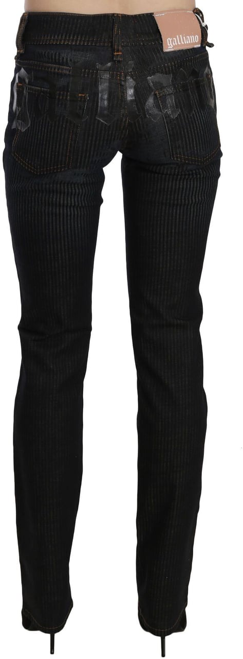 Galliano John Galliano Black Mid Waist Slim Fit Corduroy Denim Casual Pants Zwart