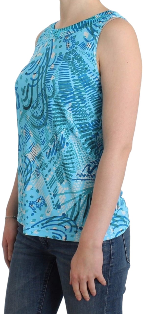 Galliano John Galliano Blue printed tank top Blauw