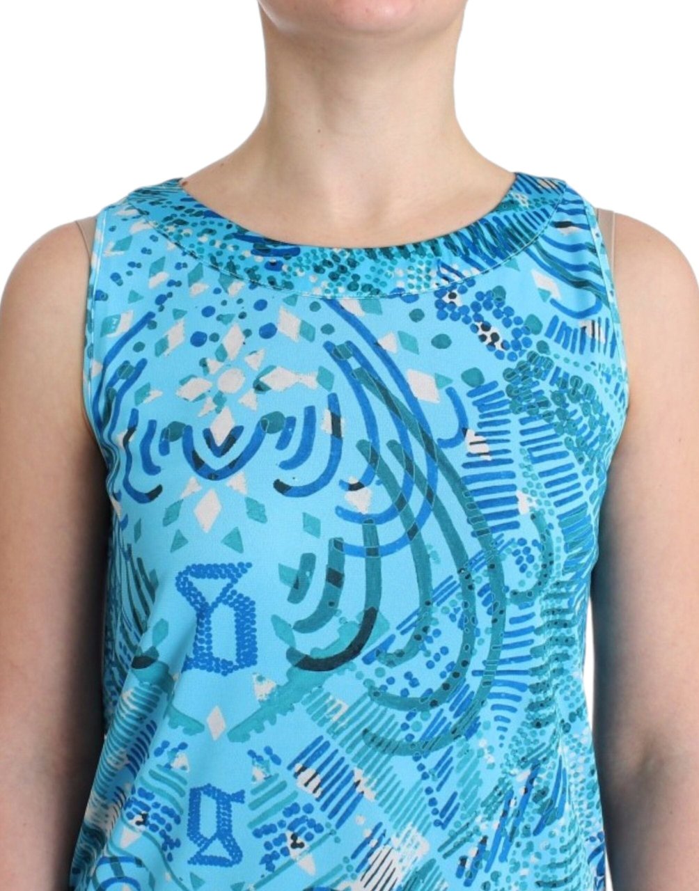 Galliano John Galliano Blue printed tank top Blauw