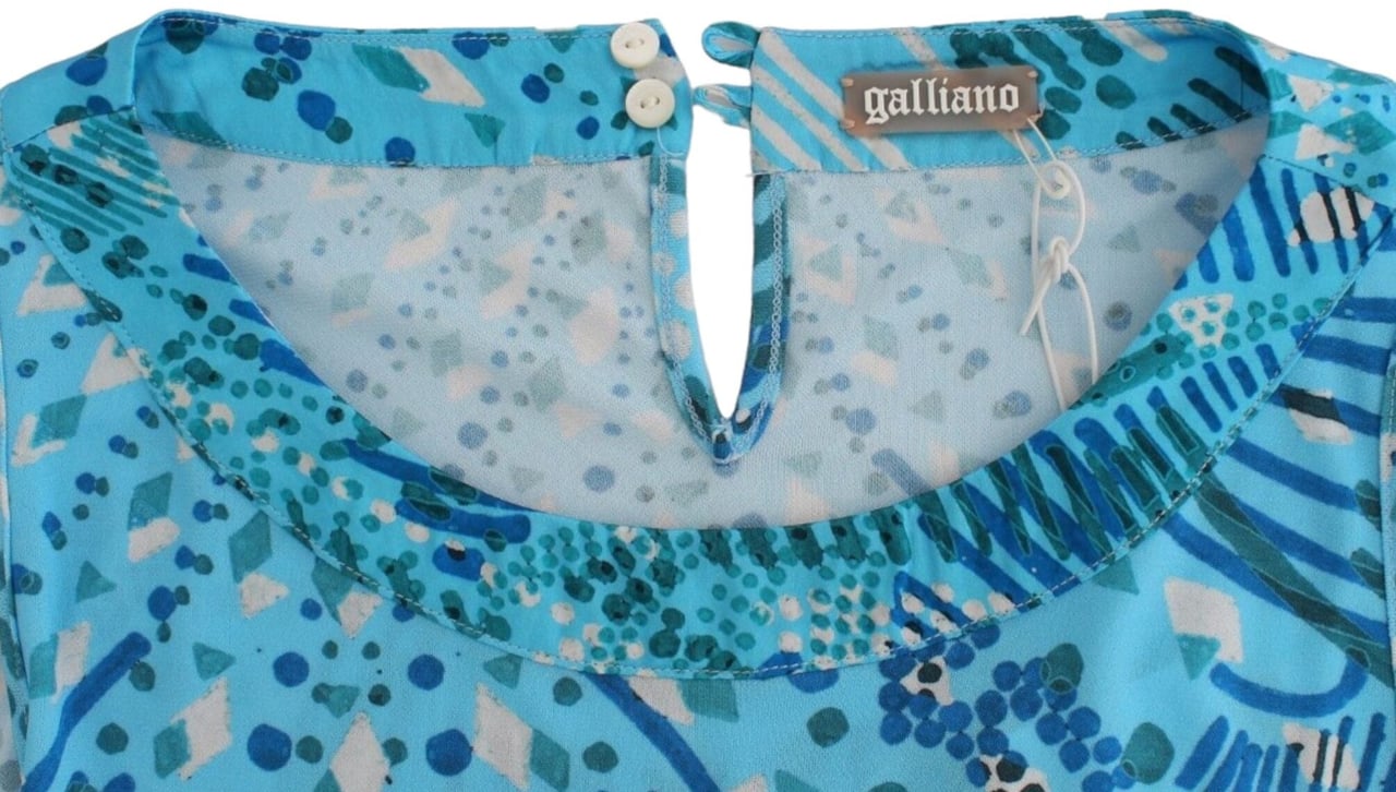 Galliano John Galliano Blue printed tank top Blauw