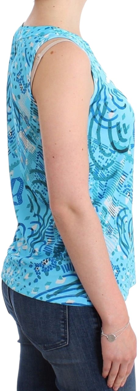 Galliano John Galliano Blue printed tank top Blauw