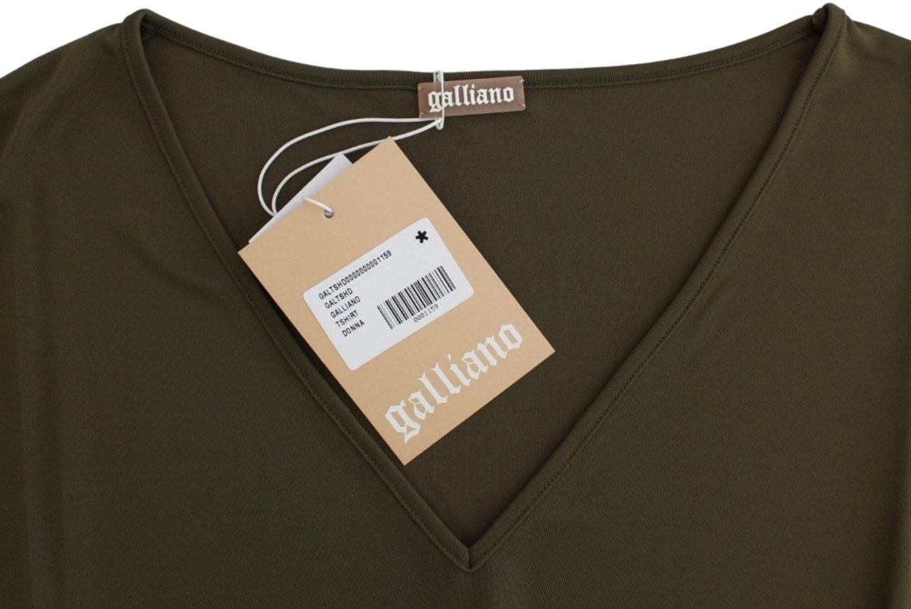 Galliano John Galliano Green shortsleeved blouse top Groen