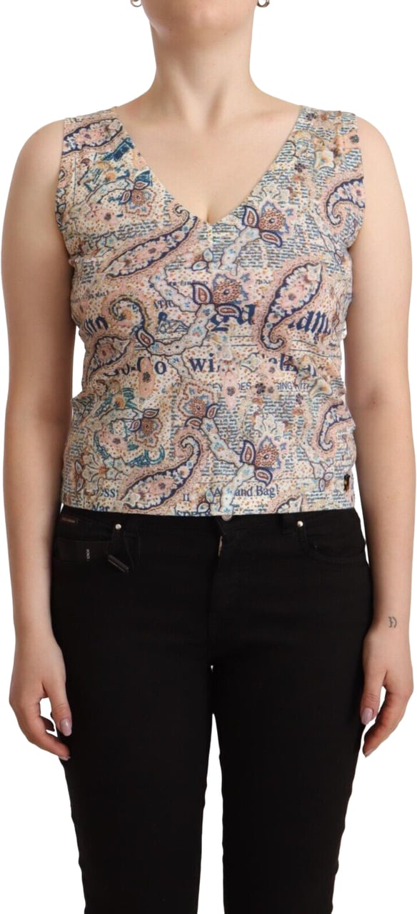 Galliano John Galliano Multicolor Cotton Sleeveless V-neck Tank Top Divers